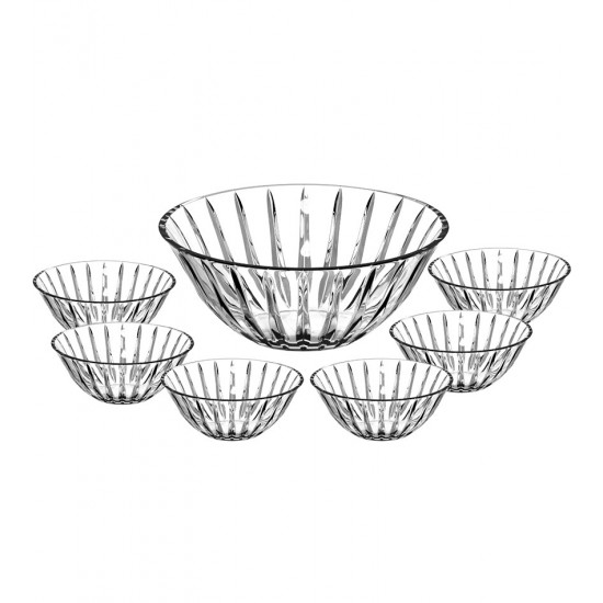 Jogo 7 Peças Para Sobremesa 1 Saladeira Com 6 Bowls Soho Em Cristal Ecológico